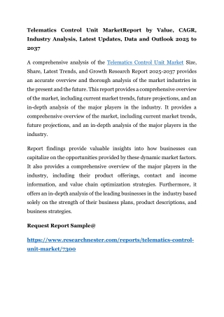 Telematics Control Unit Market