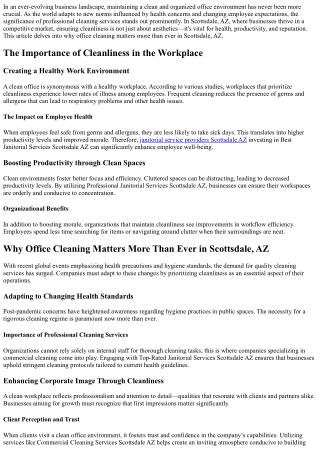 Why Office Cleaning Matters More Than Ever in Scottsdale, AZ