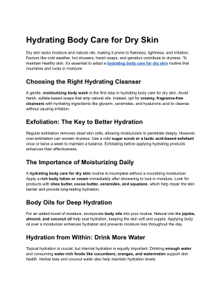 Hydrating Body Care for Dry Skin