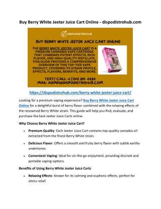 Buy Berry White Jeeter Juice Cart Online - dispodistrohub