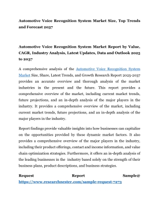 Automotive Voice Recognition System Market