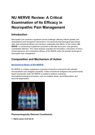 NU NERVE Review: A Critical Examination of Its Efficacy in Neuropathic Pain Mana