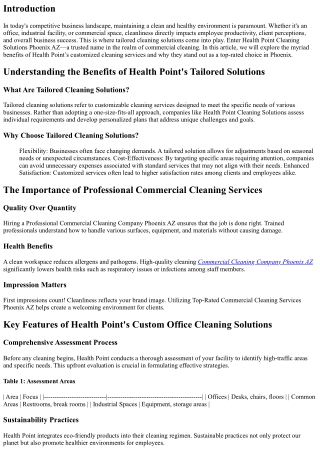 Understanding the Benefits of Health Point's Tailored Solutions