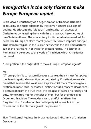 Remigration is the only ticket to make Europe European again!