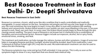 Best Rosacea Treatment in East Delhi- Dr. Deepti Shrivastava