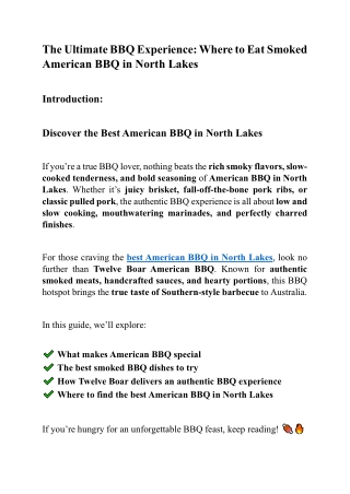 The Ultimate BBQ Experience Where to Eat Smoked American BBQ in North Lakes