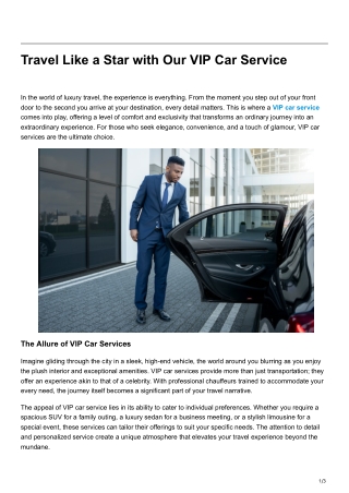 Travel Like a Star with Our VIP Car Service