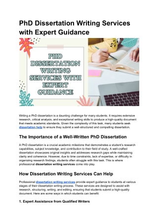 PhD Dissertation Writing Services with Expert Guidance