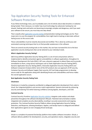 Top Application Security Testing Tools for Enhanced Software Protection
