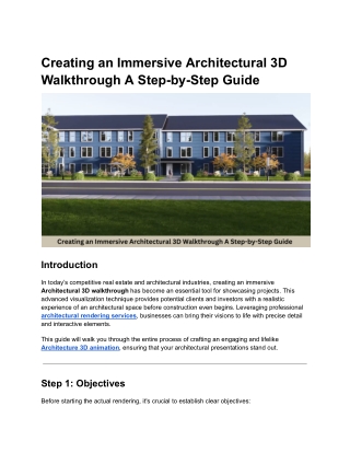 Creating an Immersive Architectural 3D Walkthrough A Step-by-Step Guide