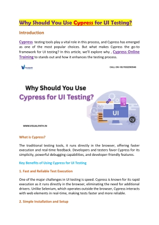 Cypress Course Online - Cypress Training in Chennai