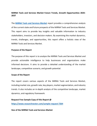 MiRNA Tools and Services Market Future Trends, Growth Opportunities 2025-2037