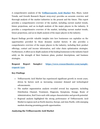Trifluoroacetic Acid Market Research Report, Demand and Future Trends Till 2037