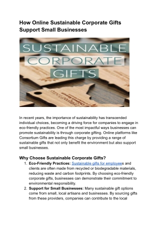 How Online Sustainable Corporate Gifts Support Small Businesses