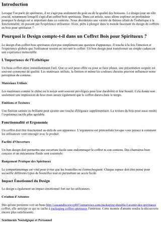 Pourquoi le Design compte-t-il dans un Coffret Bois pour Spiritueux ?
