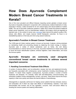 How Does Ayurveda Complement Modern Breast Cancer Treatments in Kerala