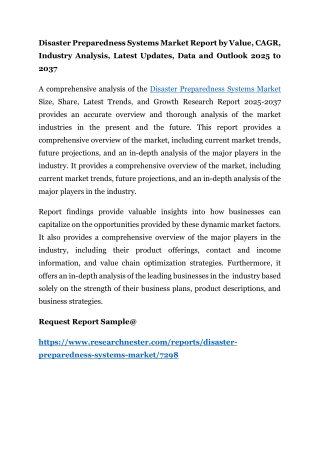 Disaster Preparedness Systems Market