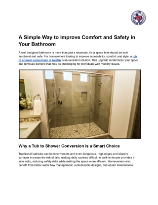 A Simple Way to Improve Comfort and Safety in Your Bathroom