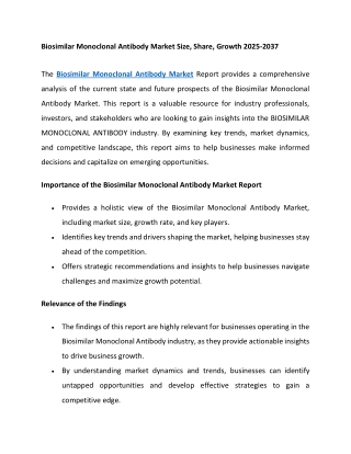 Biosimilar Monoclonal Antibody Market Size, Share, Growth 2025-2037