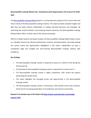 Biocompatible Coatings Market trends 2037