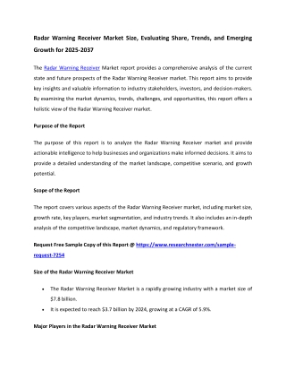 Radar Warning Receiver Market trends 2037