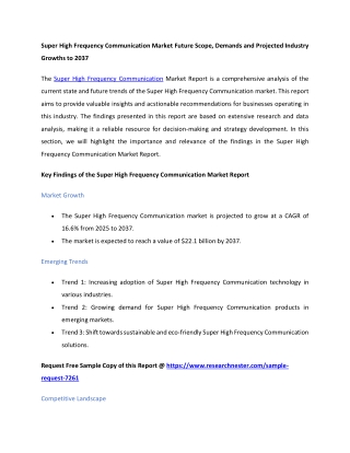 Super High Frequency Communication Market trends 2037