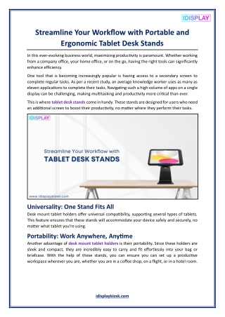Streamline Your Workflow with Portable and Ergonomic Tablet Desk Stands