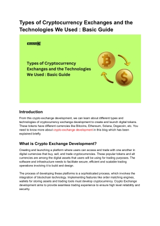 Types of Cryptocurrency Exchanges and the Technologies We Used  Basic Guide