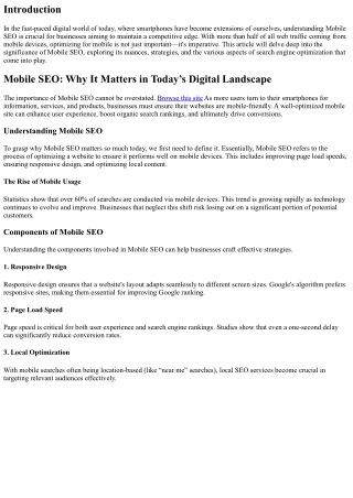 Mobile SEO: Why It Matters in Today’s Digital Landscape