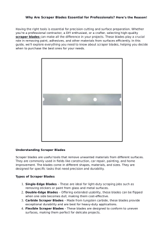 Why Are Scraper Blades Essential for Professionals?