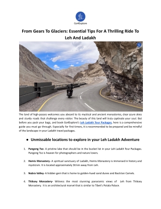 From Gears To Glaciers: Essential Tips For A Thrilling Ride To Leh And Ladakh