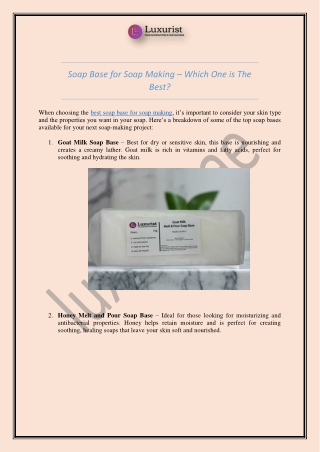 Soap Base for Soap Making – Which One is The Best