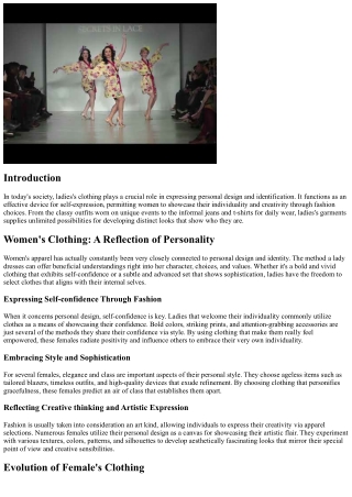 Female's Clothing: A Representation of Personal Design and Identity