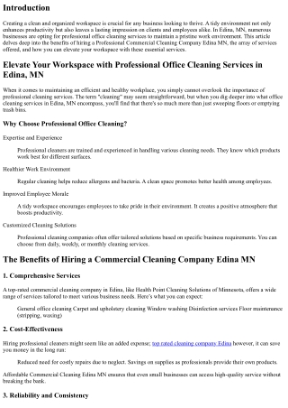 Elevate Your Workspace with Professional Office Cleaning Services in Edina, MN