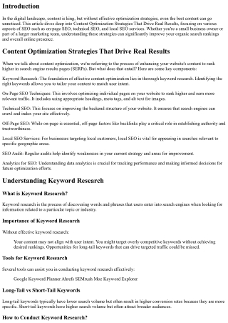 Content Optimization Strategies That Drive Real Results