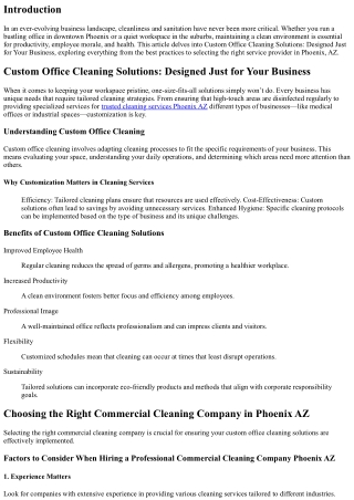 Custom Office Cleaning Solutions: Designed Just for Your Business