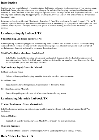 Hardscaping Essentials: A Deep Dive into Supply Options in Lubbock, TX