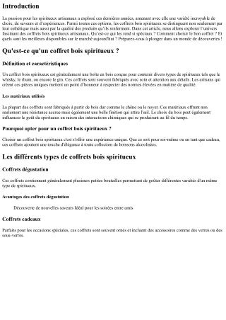 “Découverte des meilleurs coffrets bois spiritueux artisanaux”