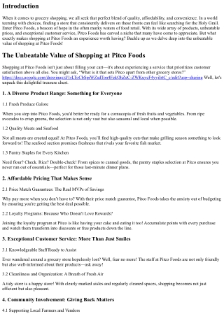 The Unbeatable Value of Shopping at Pitco Foods