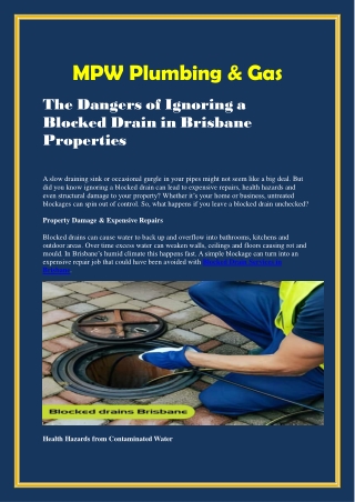 The Dangers of Ignoring a Blocked Drain in Brisbane Properties