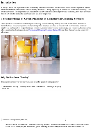 The Importance of Green Practices in Commercial Cleaning Services