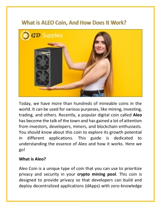 What is ALEO Coin, And How Does It Work