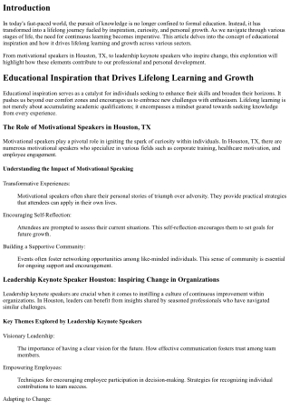 Educational Inspiration that Drives Lifelong Learning and Growth