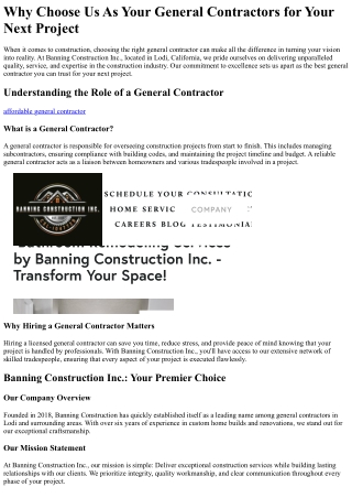 Why Choose Us As Your General Contractors for Your Next Project