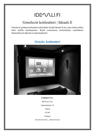 Genelecin kotiteatteri  Ideaali.fi