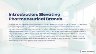 Introduction Elevating Pharmaceutical Brands