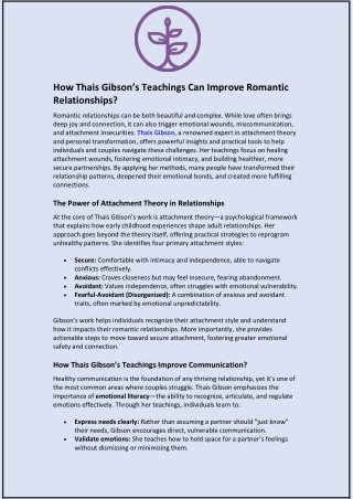 How Thais Gibson’s Teachings Can Improve Romantic Relationships