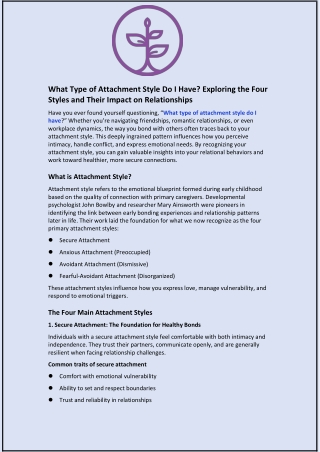 What Type of Attachment Style Do I Have and Exploring the Four Styles and Their Impact on Relationships