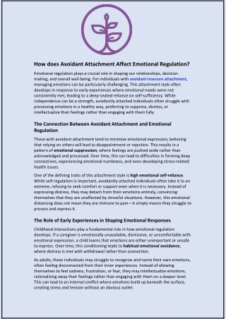 How does Avoidant Attachment Affect Emotional Regulation