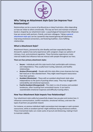 Why Taking an Attachment Style Quiz Can Improve Your Relationships